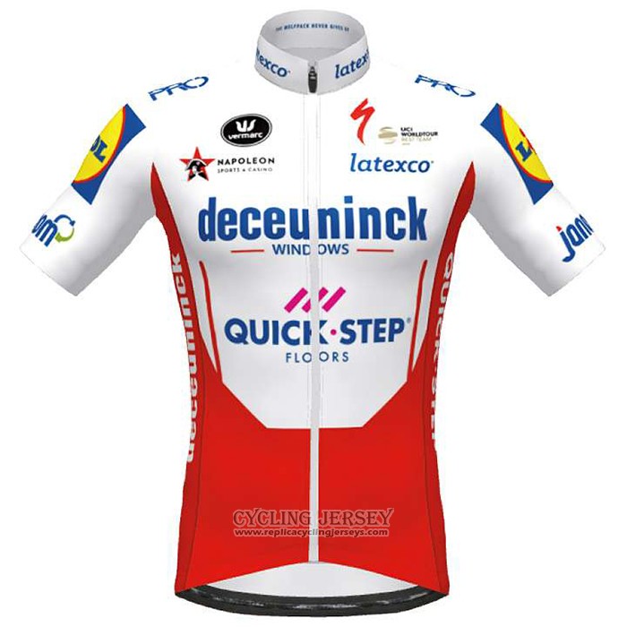 2020 Cycling Jersey Deceuninck Quick Step White Red Short Sleeve And Bib Short